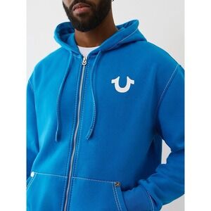 True Religion Mens Big T Logo Zip Hoodie- XL